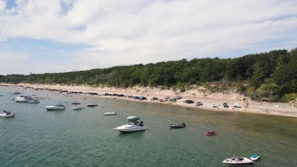 Levantamiento Aéreo Vista Nickel Beach Ontario Canadá Verano Barcos Recreo — Vídeos de Stock