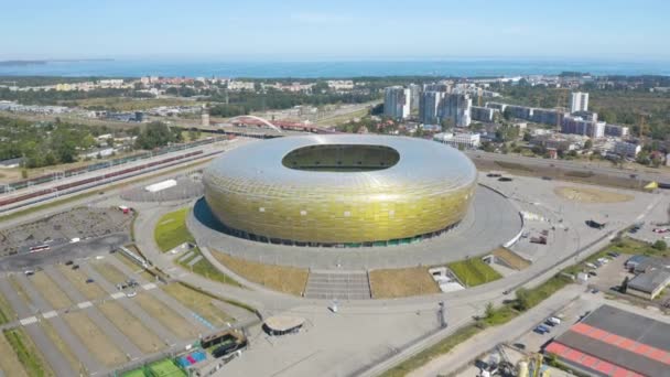 Lot Dronem Polsat Arena Polska Północna — Wideo stockowe