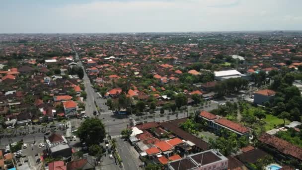 Aerial View Sanur Bali Island Indonesia Bypass Intersection Traffic Residential — Stock Video