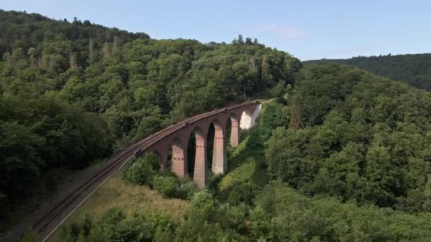 Push Aerial View Hubertus Viaduct Boppard Germany — Stock Video