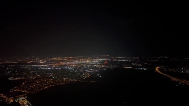 Punto Vista Piloto Único Una Aproximación Nocturna Aeropuerto Madrid España — Vídeo de stock