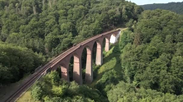 Veduta Aerea Drone Crescente Hubertus Viadotto Ponte Ferroviario Vicino Boppard — Video Stock