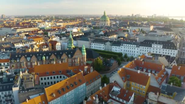 Kopenhag Danimarka Frederik Kilisesi Nin Gündoğumunda Güzel Hava Leri Çekimi — Stok video