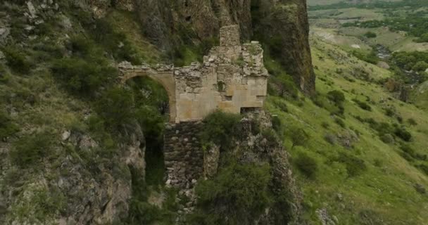 Rising Remains Der Archäologischen Stätte Der Festung Tmogvi Georgien Drohnenschuss — Stockvideo