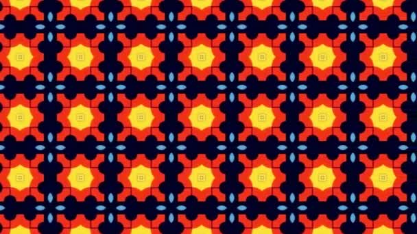 Uzbekistan Ethnic Tile Abstract Geometric Flower Print Trance Motion Rustic — Vídeo de Stock