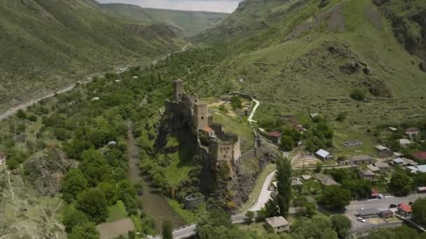 Georgia Nın Eski Kalelerinden Biri Olan Khertvisi Kalesi Rocky Dağı — Stok video