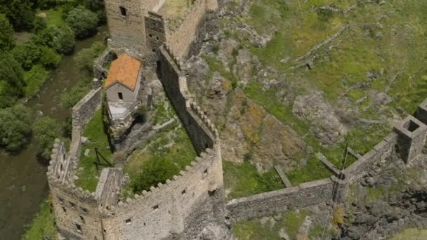 Monumento Georgiano Más Antiguo Fortaleza Khertvisi Región Meskheti Georgia Aerial — Vídeos de Stock