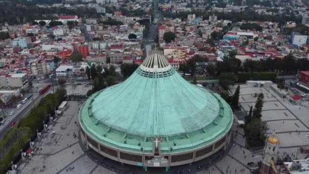 Légi Táj Videófelvétel Figyelemre Méltó Bazilika Guadalupe Mexikóváros — Stock videók
