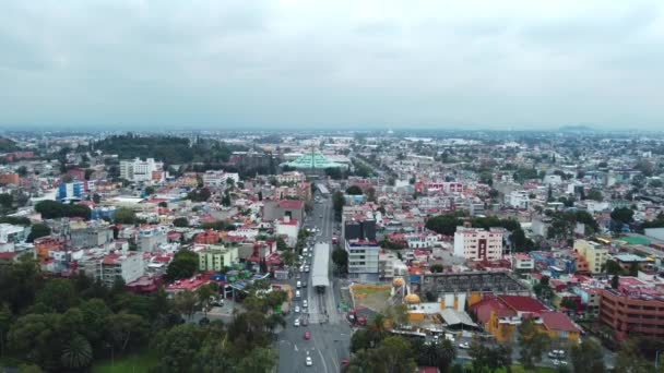 Crane Shot Road Baslica Guadalupe Beautiful Church Mexico City — Stock Video