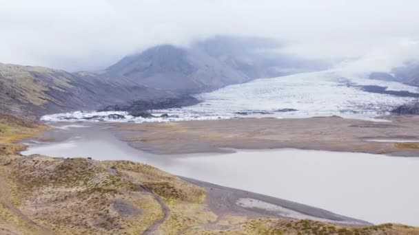 Mundur Gletser Islandia Karena Pemanasan Global Udara — Stok Video