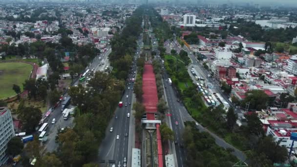 Rückwärtsschuss Der Unendlichen Norte Avenue Road Der Aufständischen Mexiko Stadt — Stockvideo
