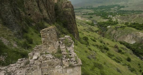 Stijgende Antenne Het Fort Van Tmogvi Blijft Samtskhe Zuid Georgië — Stockvideo