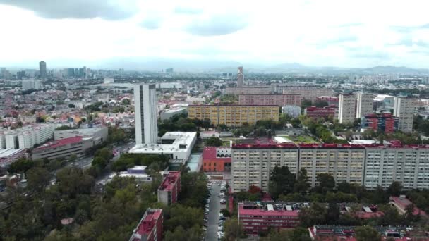 Drone Flying Beautiful Residential Area Tlatelolco Mexico City — Stock Video