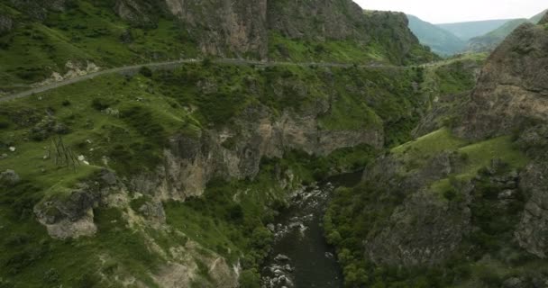 Vista Deslumbrante Das Gargantas Rio Mtkvari Perto Fortaleza Tmogvi Vardzia — Vídeo de Stock