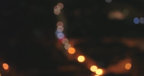 Rozostřeno Letecký Výhled Okna Mrakodrapu Noci — Stock video