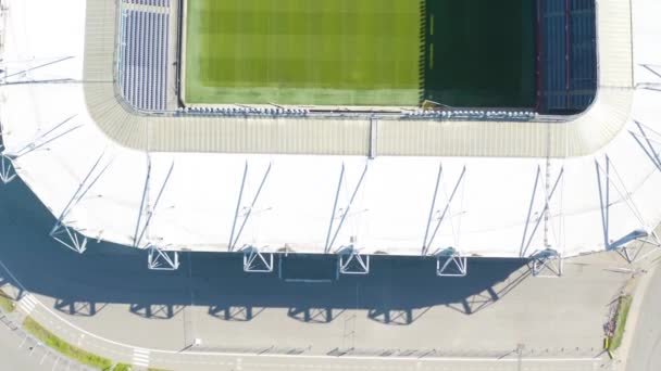 Vista Aérea Arriba Hacia Abajo Del Estadio Brondby Dinamarca — Vídeos de Stock