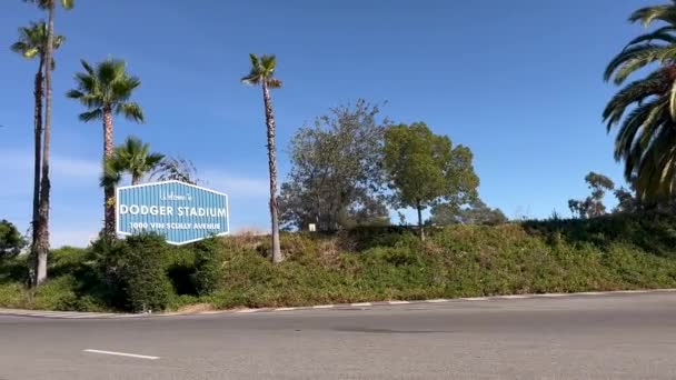 Welcome Dodger Stadium Signboard Roadside Vin Scully — Stock Video