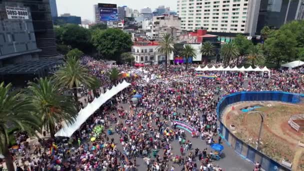 Ciudad México Orgullo Gay 2022 Celebraciones Soleada Avenida Reforma Vista — Vídeo de stock