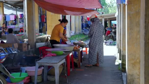 Рынок Поздравлений Торговцев Мусульманские Клиенты Донга Вьетнам — стоковое видео