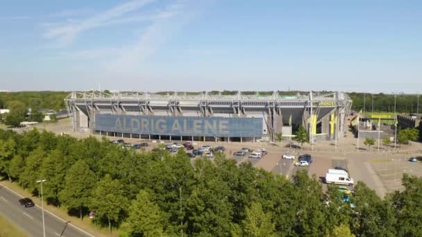 Aerial Boom Shot Reveals Brondby Stadium Home Brondby — Stock Video