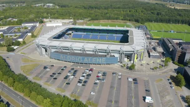 Drone Éloigne Stade Brondby Pour Révéler Une Vue Panoramique Sur — Video