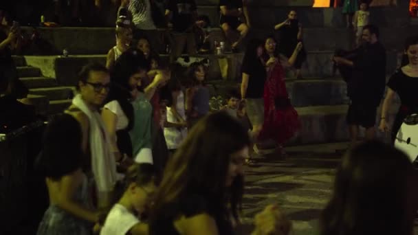 People Children Dancing Together Line Greek Music Festival — Stock Video