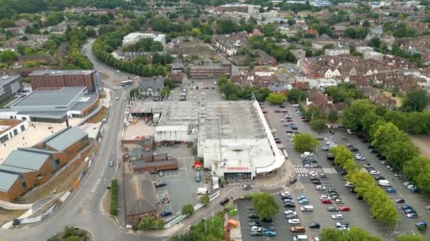Luftaufnahme Des Sainsbury Supermarktes Canterbury — Stockvideo