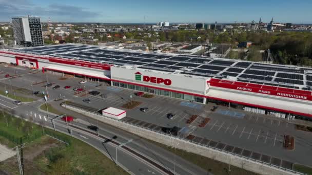 Luchtfoto Van Het Winkelcentrum Depo Tallinn Estland — Stockvideo
