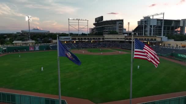 Rising Shot Medlar Field Penn State Baseball Game Sunset American — Stock Video