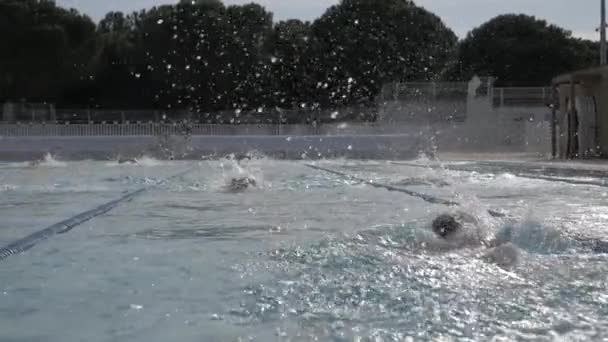 Slow Motion Swimming Swimming Pool Montpellier France — Stock Video