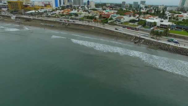 Flygfoto Med Drönare Människor Stränderna Boca Rio Veracruz — Stockvideo