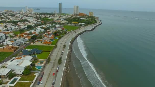 Widok Lotu Ptaka Dronem Ludzi Plażach Boca Rio Veracruz — Wideo stockowe