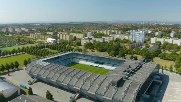 Lindo Tiro Aéreo Acima Estádio Eleda Ponte Oresund Distância — Vídeo de Stock