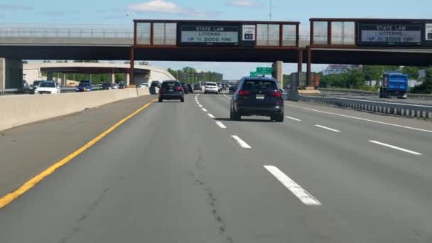 Ingen Nedskräpning Motorvägen New Jersey Turnpike Utanför Nyc Böter För — Stockvideo