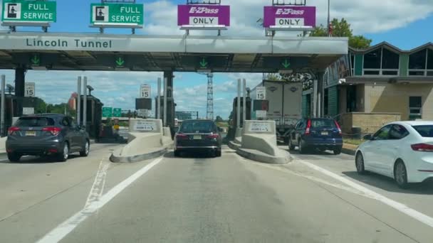 Pass Mautstelle Für Lincoln Tunnel Unter Hudson River Zwischen Und — Stockvideo