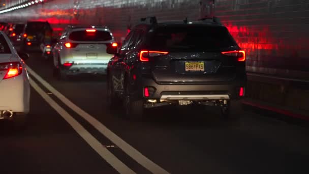 Inuti Lincoln Tunnel Kommer New York City Rush Timme Trafik — Stockvideo