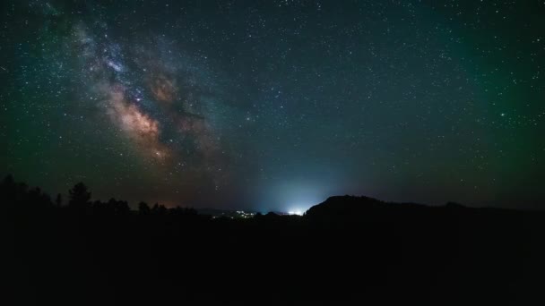 Mléčná Dráha Noční Obloha Svatý Grál Timelapse Noci Den Objektiv — Stock video