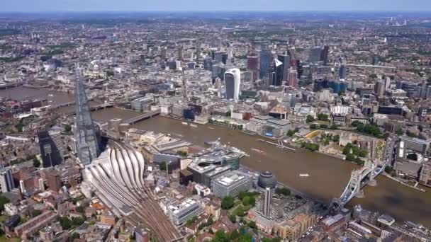 London City Antenne Met Shard London Bridge Station City Hall — Stockvideo