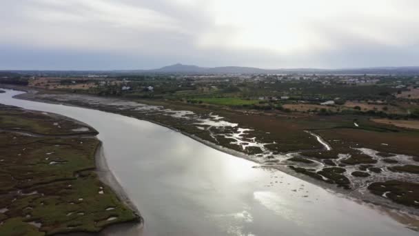 Portekiz Tavira Ria Formosa Nehri Üzerinde Dönen Hava Manzaralı Bir — Stok video