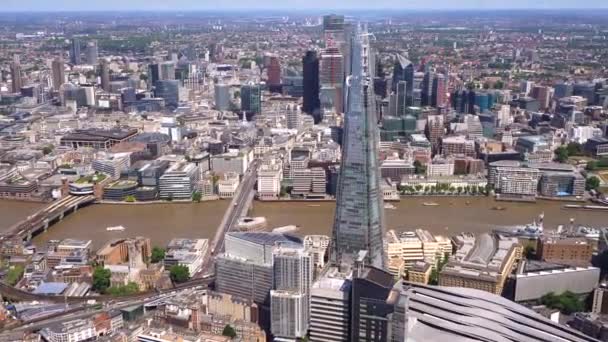 London Bridge Thames River Shard City London Tower Cluster — Stock Video