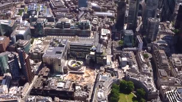 London City Antena Pokazująca Liverpool Street Station Broadgate Circus Wieże — Wideo stockowe