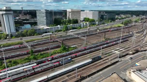 Comboio Amtrak Estação Stamford Connecticut New Haven Line Conecta Manhattan — Vídeo de Stock