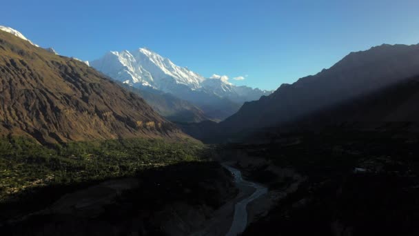 Drone Cinematográfico Tiro Vale Passu Cones Hunza Paquistão Picos Montanha — Vídeo de Stock