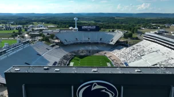 Beaver Stadium Drone Flyover Morning View Penn State Football Program — Stock Video