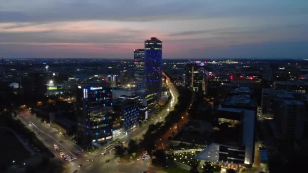 City Skyline Office Buildings District Aerial View Bukareszt Rumunia — Wideo stockowe