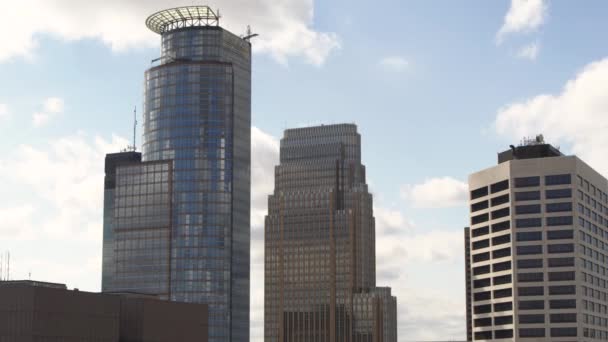 Luchtfoto Moderne Zakelijke Wolkenkrabbers Minneapolis Minnesota Capella Tower Ids Center — Stockvideo