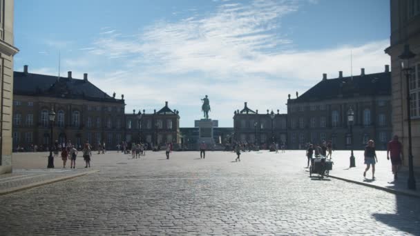 Emberek Amalienborg Palotában Koppenhágában Dánia — Stock videók