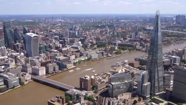 London Bridge Dan Shard Tower Bridge Panci Untuk Menunjukkan City — Stok Video