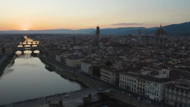 Hermosa Toma Establecimiento Florencia Italia Durante Increíble Atardecer — Vídeo de stock