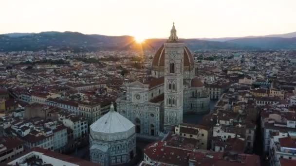 Film Hyperlapse Nad Florencií Itálie Při Východu Slunce Úžasný Letecký — Stock video